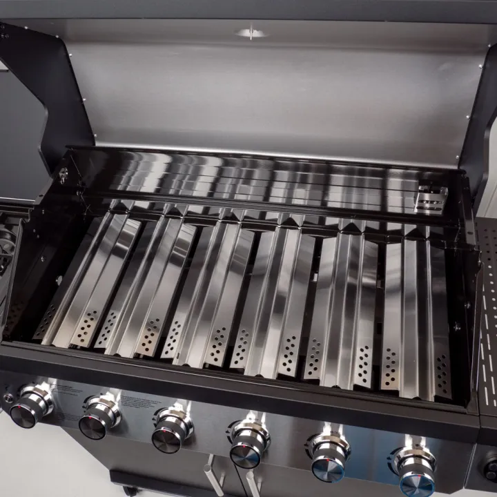 Barbecue gaz 7 brûleurs dont 1 latéral avec planchas et grilles de cuisson combinées ROSTER 