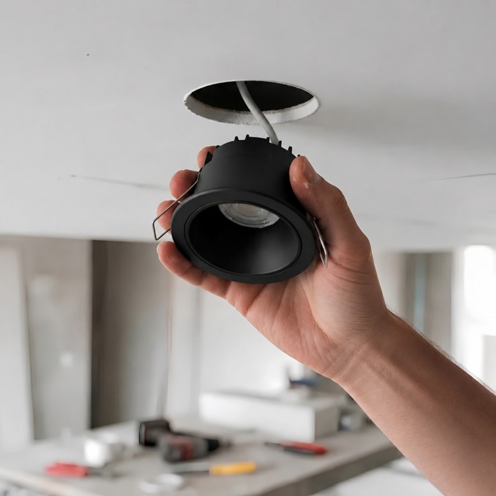 Spot noir encastré anti-éblouissement LED 6W RE2020