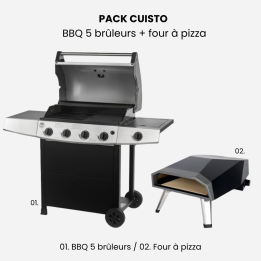 Pack barbecue 5 feux gaz + four à pizza gaz ROSTER