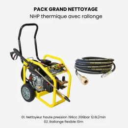 Pack nettoyeur haute pression thermique 196cc 206 bar + rallonge 10m STEINER