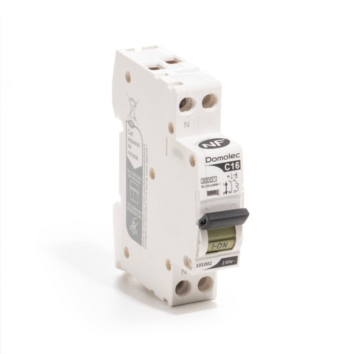 Disjoncteur 1P+N 16A 3kA NF DOMOLEC
