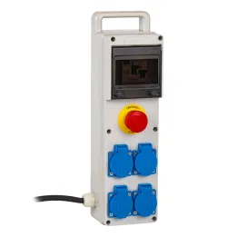 Coffret de chantier avec 4 prises monophasées + arrêt d'urgence DOMOLEC