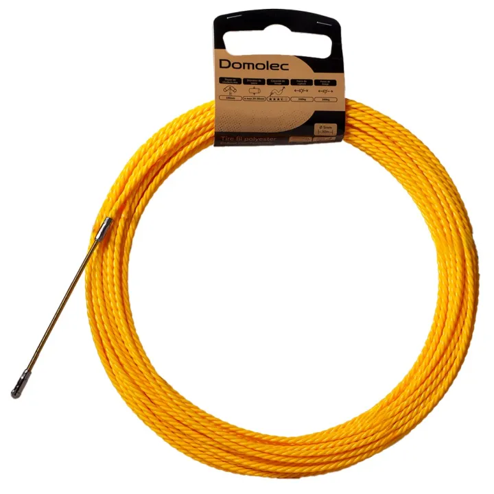 Aiguille tire fil de 30m jaune Ø5mm à embout interchangeable DOMOLEC
